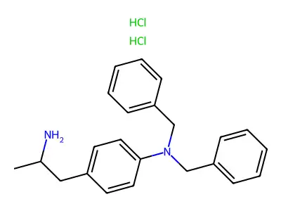 Phenethylamine, 4-dibenzylamino-alpha-methyl-, dihydrochloride structure