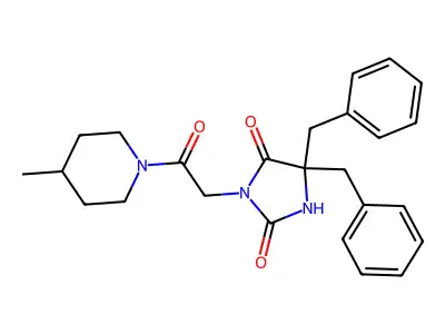 5,5-Dibenzyl-3-[2-(4-methylpiperidin-1-yl)-2-oxoethyl]imidazolidine-2,4-dione structure
