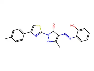 (4E)-4-[2-(2-HYDROXYPHENYL)HYDRAZIN-1-YLIDENE]-3-METHYL-1-[4-(4-METHYLPHENYL)-1,3-THIAZOL-2-YL]-4,5-DIHYDRO-1H-PYRAZOL-5-ONE structure