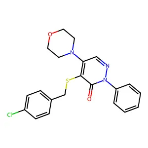 4-((4-Chlorobenzyl)thio)-5-(4-morpholinyl)-2-phenyl-3(2H)-pyridazinone structure