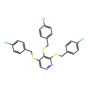 3,4,5-Tris[(4-chlorobenzyl)sulfanyl]pyridazine structure