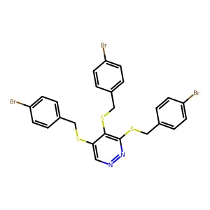 3,4,5-Tris[(4-bromophenyl)methylsulfanyl]pyridazine structure