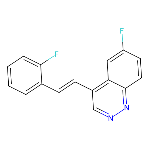 6-fluoro-4-[(E)-2-(2-fluorophenyl)ethenyl]cinnoline structure