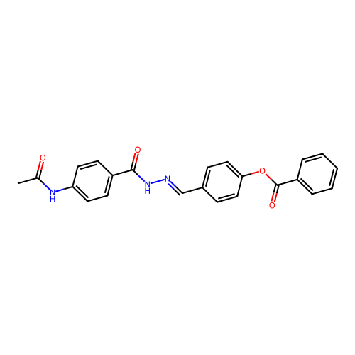 Benzoic acid, 4-(acetylamino)-, ((4-(benzoyloxy)phenyl)methylene)hydrazide structure