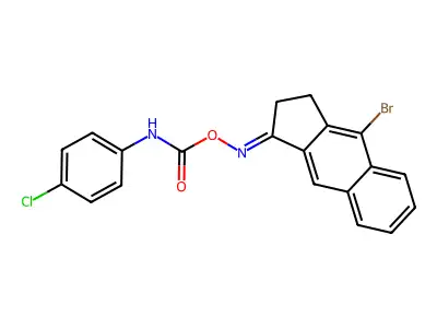 [(4-bromo-2,3-dihydrocyclopenta[b]naphthalen-1-ylidene)amino] N-(4-chlorophenyl)carbamate structure