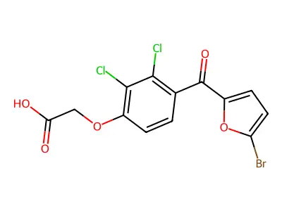 Acetic acid, (4-((5-bromo-2-furanyl)carbonyl)-2,3-dichlorophenoxy)- structure