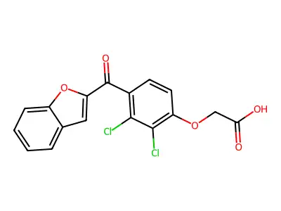 Acetic acid, (4-(2-benzofuranylcarbonyl)-2,3-dichlorophenoxy)- structure