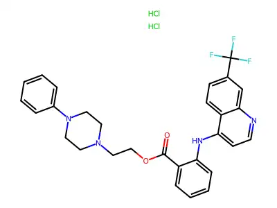 Piperazineethanol, 4-phenyl-, N-(7-trifluoromethyl-4-quinolyl)anthranilate, dihydrochloride structure
