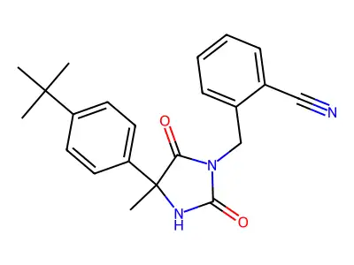2-[[4-(4-tert-butylphenyl)-4-methyl-2,5-dioxoimidazolidin-1-yl]methyl]benzonitrile structure