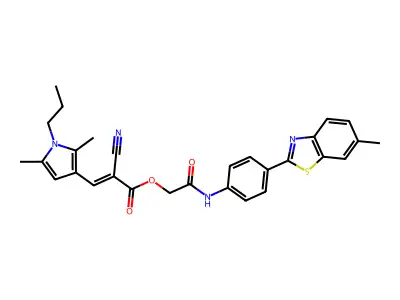 [2-[4-(6-methyl-1,3-benzothiazol-2-yl)anilino]-2-oxoethyl] 2-cyano-3-(2,5-dimethyl-1-propylpyrrol-3-yl)prop-2-enoate structure