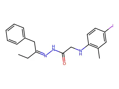 2-(4-iodo-2-methylanilino)-N-(1-phenylbutan-2-ylideneamino)acetamide structure
