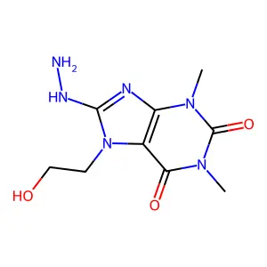8-Hydrazinyl-7-(2-hydroxyethyl)-1,3-dimethylpurine-2,6-dione structure