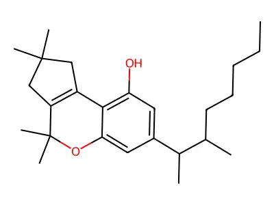 Cyclopenta(c)(1)benzopyran-9-ol, 1,2,3,4-tetrahydro-7-(1,2-dimethylheptyl)-2,2,4,4-tetramethyl- structure