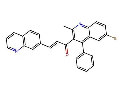 1-(6-Bromo-2-methyl-4-phenylquinolin-3-yl)-3-quinolin-7-ylprop-2-en-1-one structure