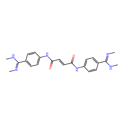 (E)-N,N'-bis[4-(N,N'-dimethylcarbamimidoyl)phenyl]but-2-enediamide structure