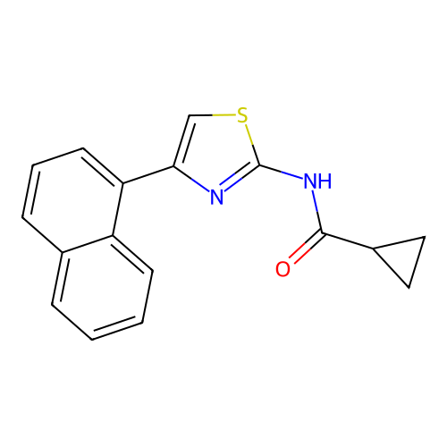 N-[(2E)-4-(naphthalen-1-yl)-1,3-thiazol-2(3H)-ylidene]cyclopropanecarboxamide structure