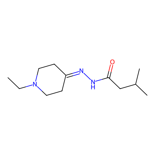 N-[(1-ethylpiperidin-4-ylidene)amino]-3-methylbutanamide structure