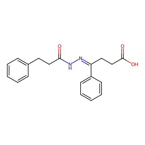 4-Phenyl-4-(3-phenylpropanoylhydrazinylidene)butanoic acid structure