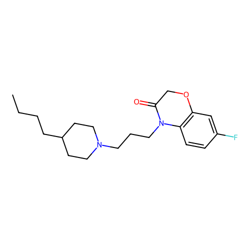 4-[3-(4-butylpiperidin-1-yl)propyl]-7-fluoro-1,4-benzoxazin-3-one structure