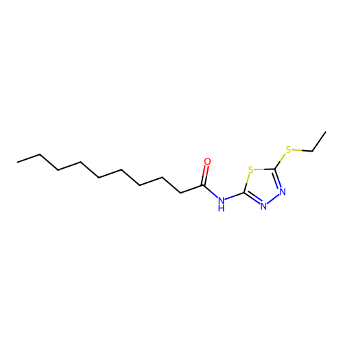 N-[5-(ethylsulfanyl)-1,3,4-thiadiazol-2-yl]decanamide structure