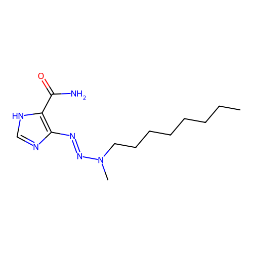 4-[[methyl(octyl)amino]diazenyl]-1H-imidazole-5-carboxamide structure