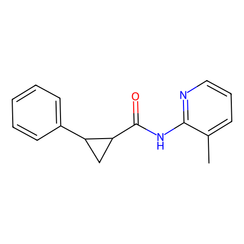 N-(3-methyl-2-pyridinyl)-2-phenylcyclopropane-1-carboxamide structure