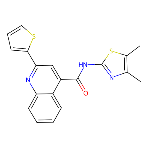 N-(4,5-dimethylthiazol-2-yl)-2-(thiophen-2-yl)quinoline-4-carboxamide structure
