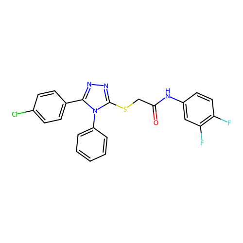 2-[[5-(4-chlorophenyl)-4-phenyl-1,2,4-triazol-3-yl]sulfanyl]-N-(3,4-difluorophenyl)acetamide structure