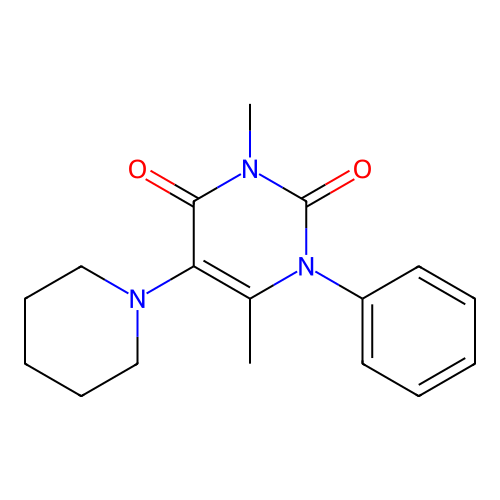 2,4(1H,3H)-Pyrimidinedione, 3,6-dimethyl-1-phenyl-5-(1-piperidinyl)- structure