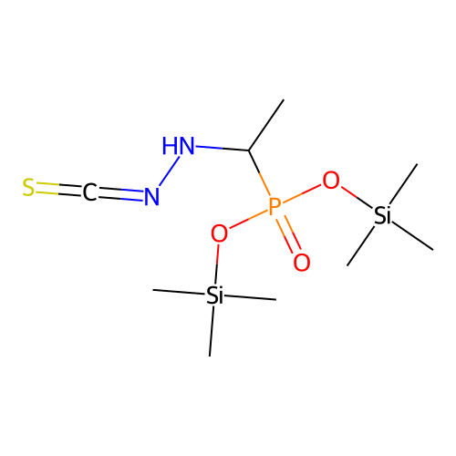 Phosphonic acid, [1-(carbonothioylhydrazino)ethyl]-, bis(trimethylsilyl) ester structure