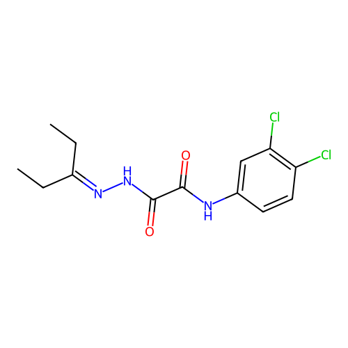 N-(3,4-dichlorophenyl)-2-oxo-2-[2-(pentan-3-ylidene)hydrazinyl]acetamide structure