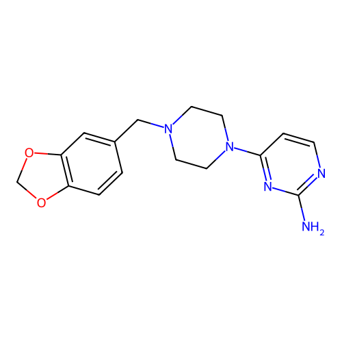 Pyrimidine, 2-amino-4-(4-piperonyl-1-piperazinyl)- structure