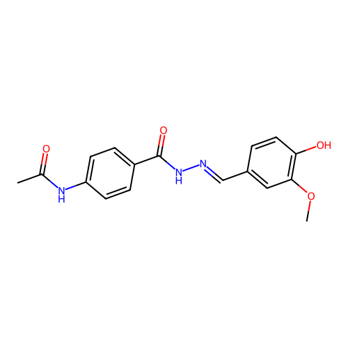 4-acetamido-N-[(4-hydroxy-3-methoxyphenyl)methylideneamino]benzamide structure