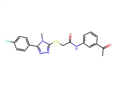 N-(3-acetylphenyl)-2-[[5-(4-fluorophenyl)-4-methyl-1,2,4-triazol-3-yl]sulfanyl]acetamide structure