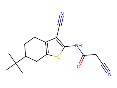 N-(6-tert-butyl-3-cyano-4,5,6,7-tetrahydro-1-benzothien-2-yl)-2-cyanoacetamide structure