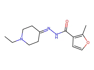N-[(1-ethylpiperidin-4-ylidene)amino]-2-methylfuran-3-carboxamide structure
