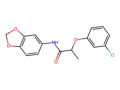 N-(1,3-benzodioxol-5-yl)-2-(3-chlorophenoxy)propanamide structure