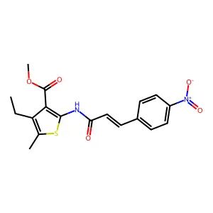 methyl 4-ethyl-2-[(3-{4-nitrophenyl}acryloyl)amino]-5-methyl-3-thiophenecarboxylate structure