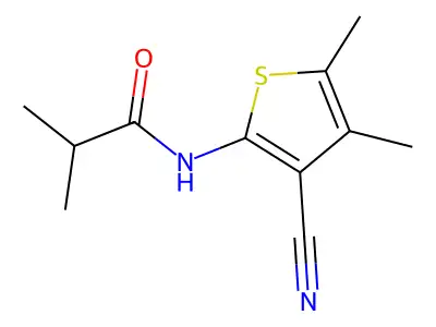 N-(3-cyano-4,5-dimethylthiophen-2-yl)-2-methylpropanamide structure