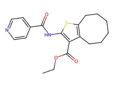 ethyl 2-(pyridine-4-carbonylamino)-4,5,6,7,8,9-hexahydrocycloocta[b]thiophene-3-carboxylate structure