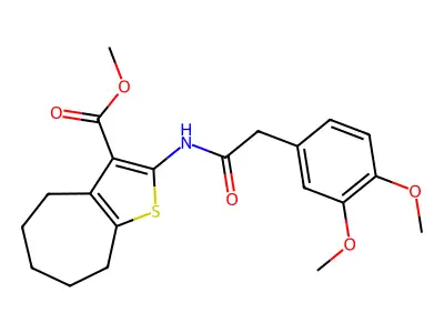 methyl 2-[[2-(3,4-dimethoxyphenyl)acetyl]amino]-5,6,7,8-tetrahydro-4H-cyclohepta[b]thiophene-3-carboxylate structure