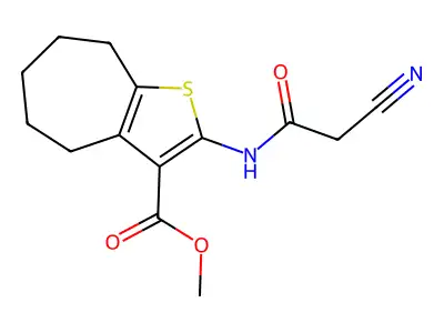 methyl 2-[(cyanoacetyl)amino]-5,6,7,8-tetrahydro-4H-cyclohepta[b]thiophene-3-carboxylate structure