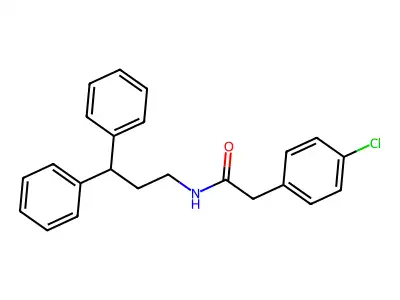 2-(4-chlorophenyl)-N-(3,3-diphenylpropyl)acetamide structure