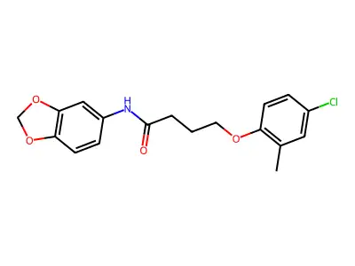 N-(1,3-benzodioxol-5-yl)-4-(4-chloro-2-methylphenoxy)butanamide structure