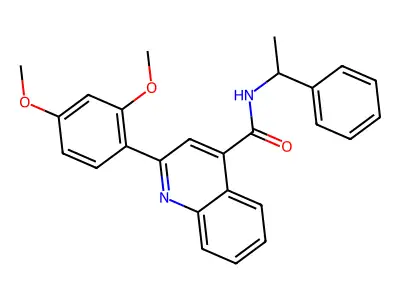 2-(2,4-dimethoxyphenyl)-N-(1-phenylethyl)quinoline-4-carboxamide structure