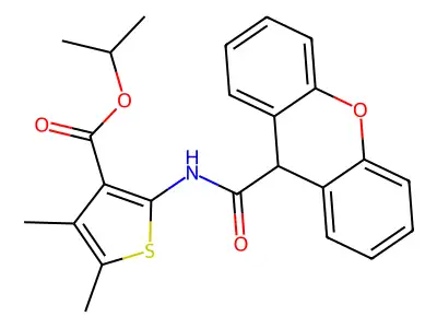 isopropyl 4,5-dimethyl-2-[(9H-xanthen-9-ylcarbonyl)amino]-3-thiophenecarboxylate structure