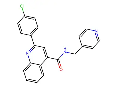2-(4-chlorophenyl)-N-(pyridin-4-ylmethyl)quinoline-4-carboxamide structure