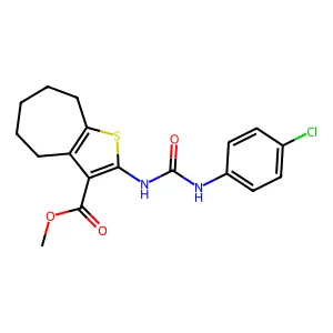 methyl 2-{[(4-chloroanilino)carbonyl]amino}-5,6,7,8-tetrahydro-4H-cyclohepta[b]thiophene-3-carboxylate structure