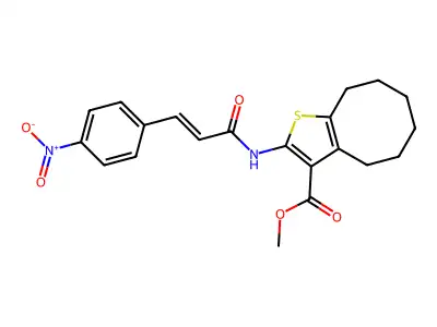 methyl 2-[(3-{4-nitrophenyl}acryloyl)amino]-4,5,6,7,8,9-hexahydrocycloocta[b]thiophene-3-carboxylate structure