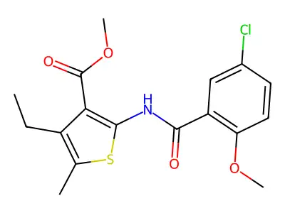 methyl 2-[(5-chloro-2-methoxybenzoyl)amino]-4-ethyl-5-methylthiophene-3-carboxylate structure